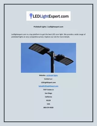 pickleball lights ledlightexpert com