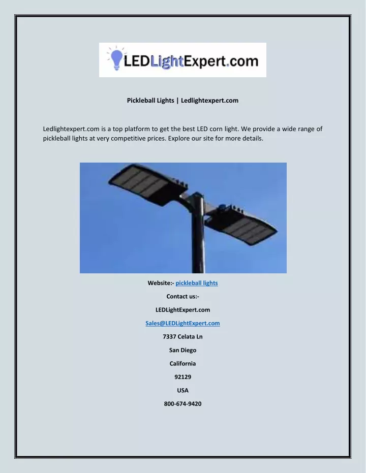 pickleball lights ledlightexpert com