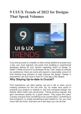 UI/UX trends for Designs That Speak Volumes