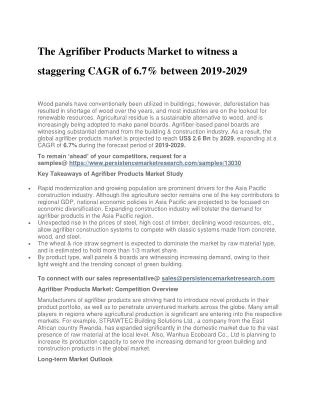 The Agrifiber Products Market to witness a staggering CAGR of 6