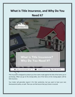 what is title insurance and why do you need it