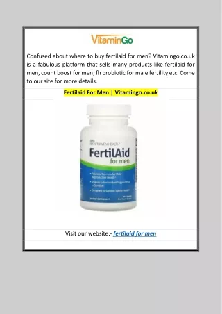 Fertilaid For Men Vitamingo.co.uk