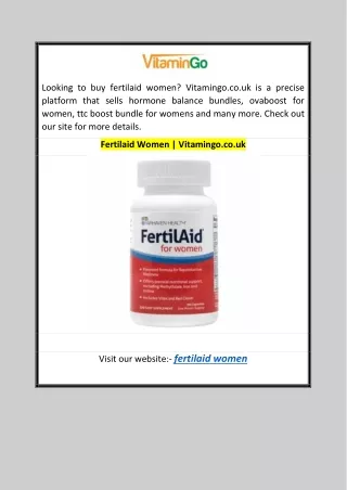 Fertilaid Women Vitamingo.co.uk