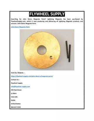 John Deere Magneto Parts  Flywheel-supply.com