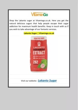 Lakanto Sugar Vitamingo.co.uk