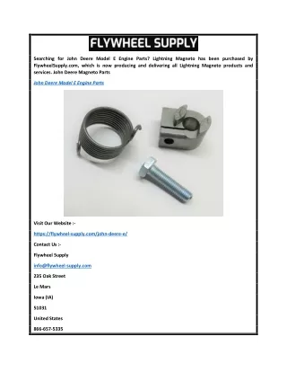 John Deere Model E Engine Parts  Flywheel-supply.com