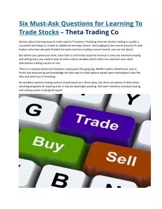 Six Must-Ask Questions for Learning To Trade Stocks Online