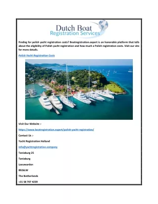 Polish Yacht Registration Costs  Boatregistration.expert