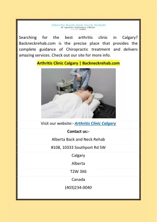 Arthritis Clinic Calgary  Backneckrehab.com