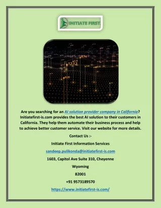 Ai Solution Provider Company in California | Initiatefirst-is.com