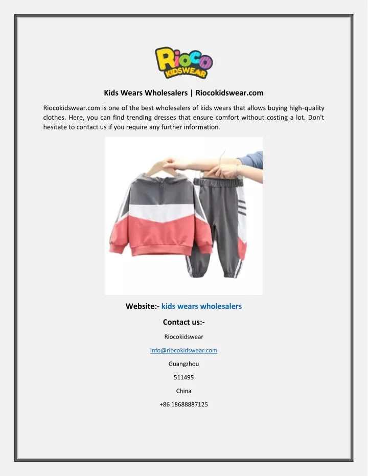 kids wears wholesalers riocokidswear com