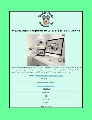 Website Design Company in Fort St John