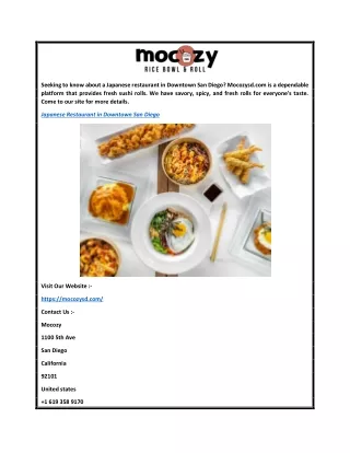 Japanese Restaurant In Downtown San Diego  Mocozysd.com