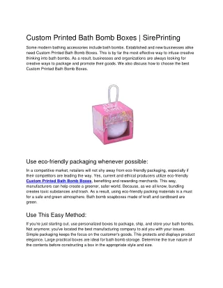 Custom Printed Bath Bomb Boxes SirePrinting