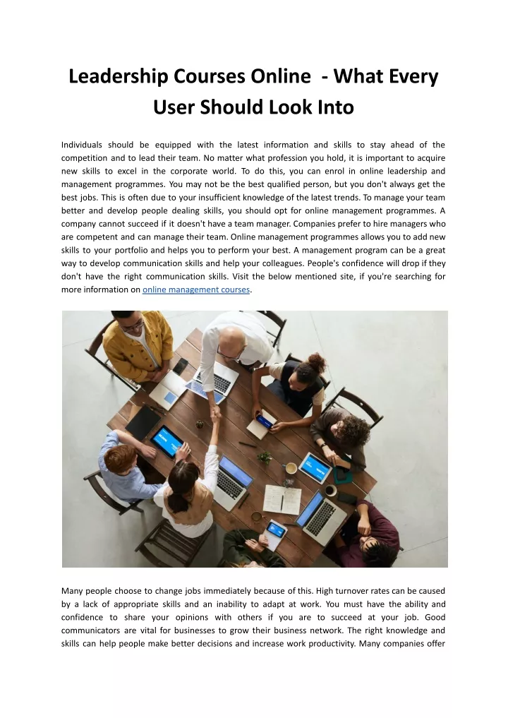 leadership courses online what every user should
