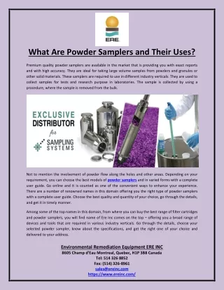 What Are Powder Samplers and Their Uses