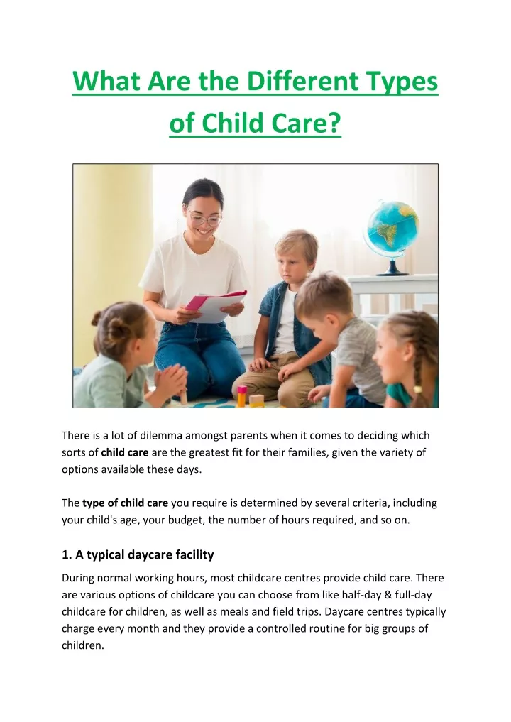 what are the different types of child care