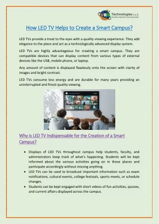 how led tv helps to create a smart campus