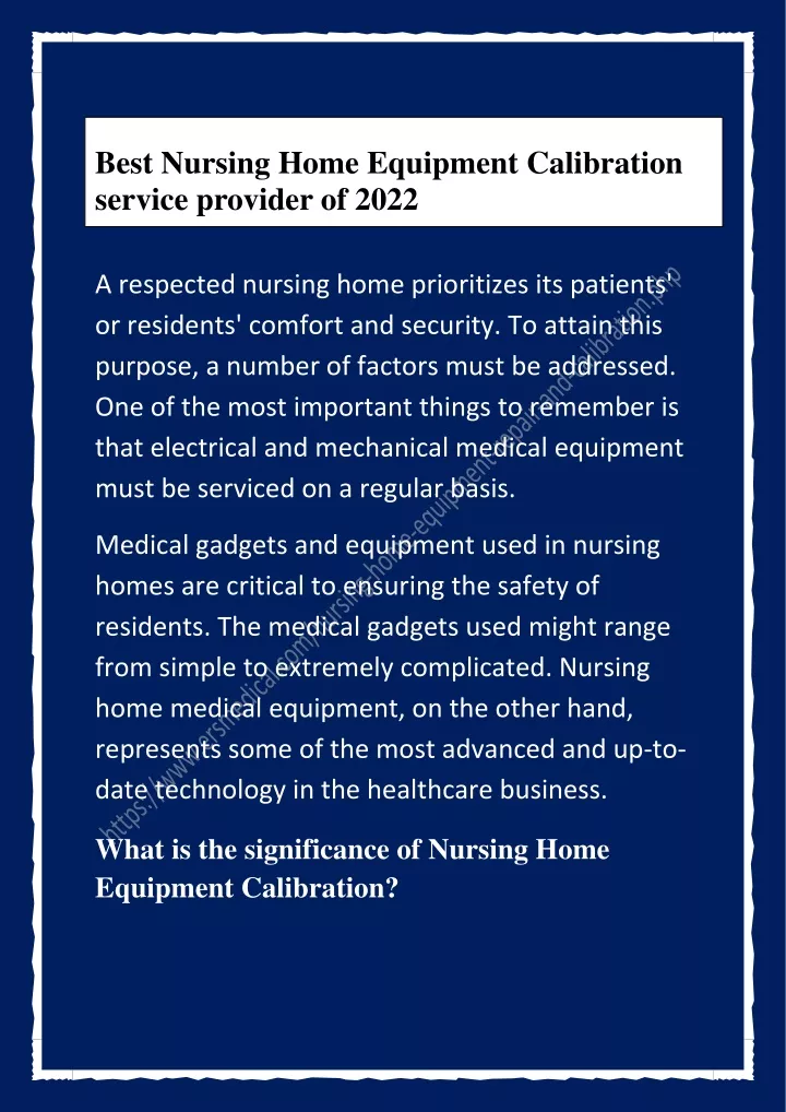 best nursing home equipment calibration service