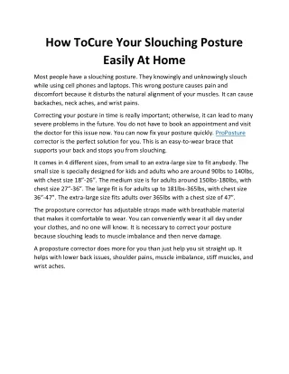 how tocure your slouching posture easily at home