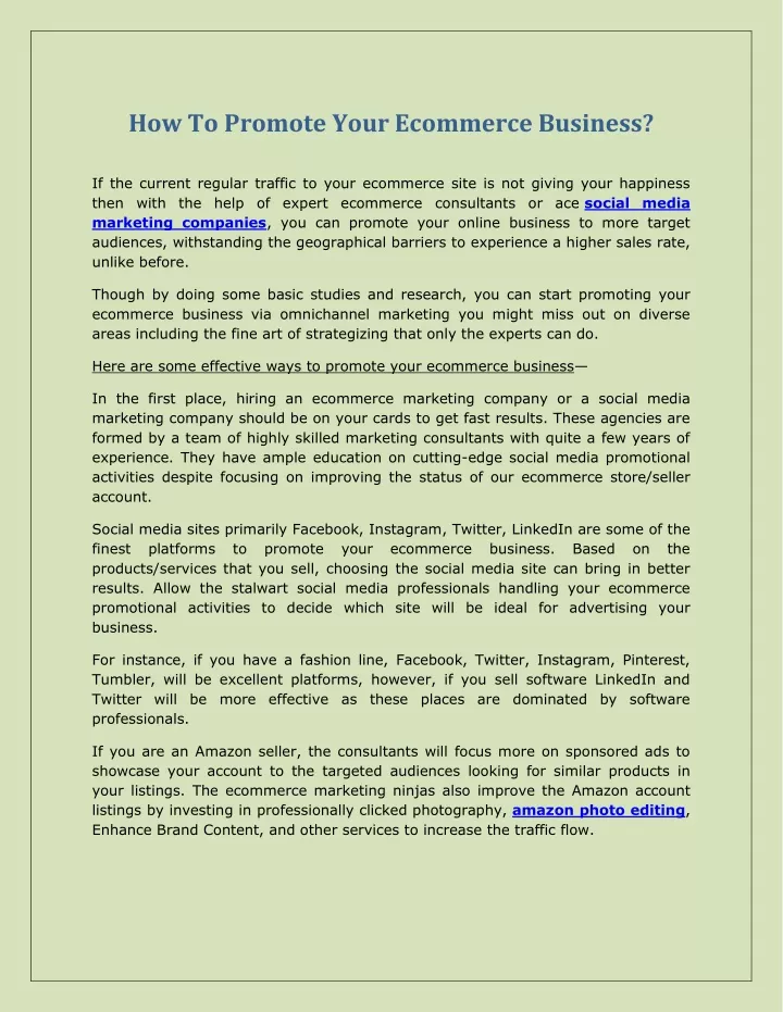 how to promote your ecommerce business