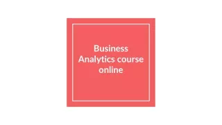 Business Analytics Course Online