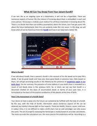 what all can you know from your janam kundli