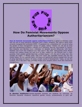 How Do Feminist Movements Oppose Authoritarianism?