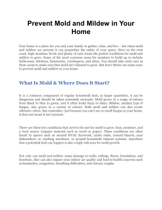 prevent mold and mildew in your home