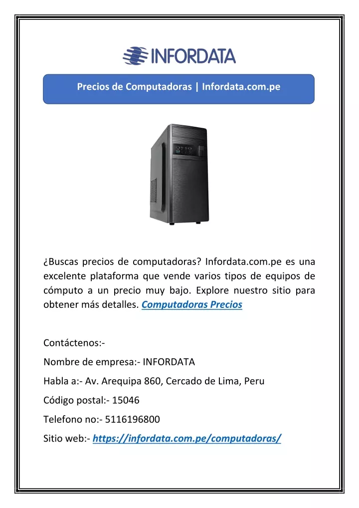 precios de computadoras infordata com pe