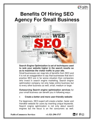 Benefits Of Hiring SEO Agency For Small Business