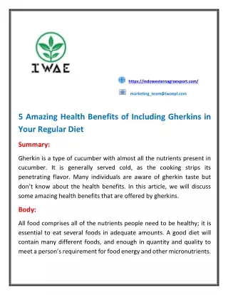 Amazing Health Benefits of Including Gherkins in Your Regular Diet