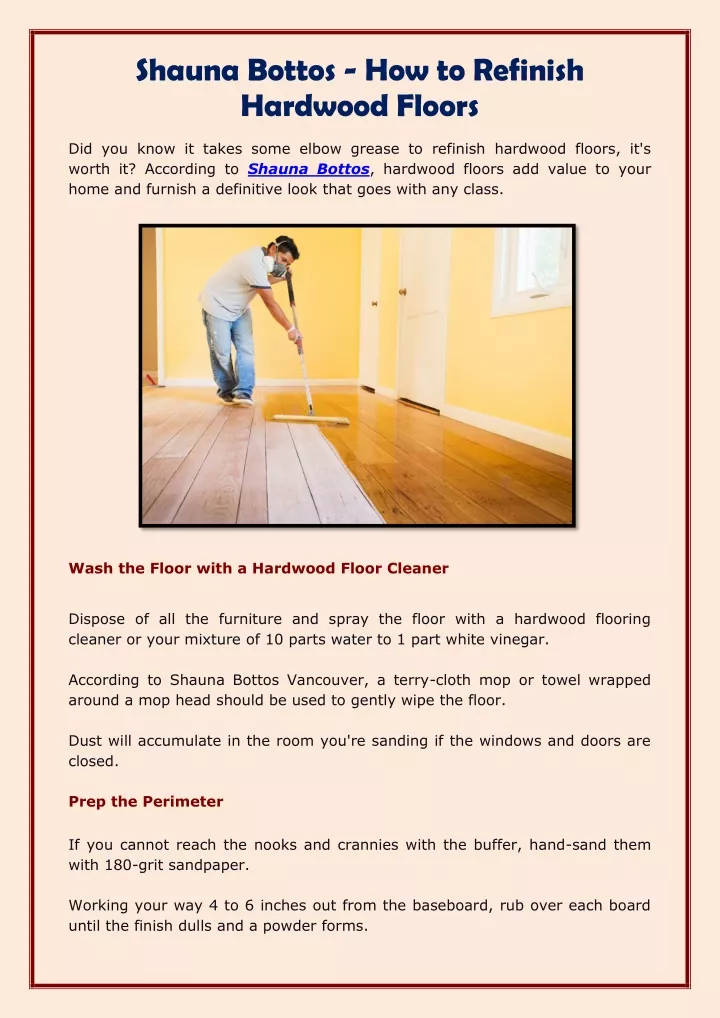shauna bottos how to refinish hardwood floors