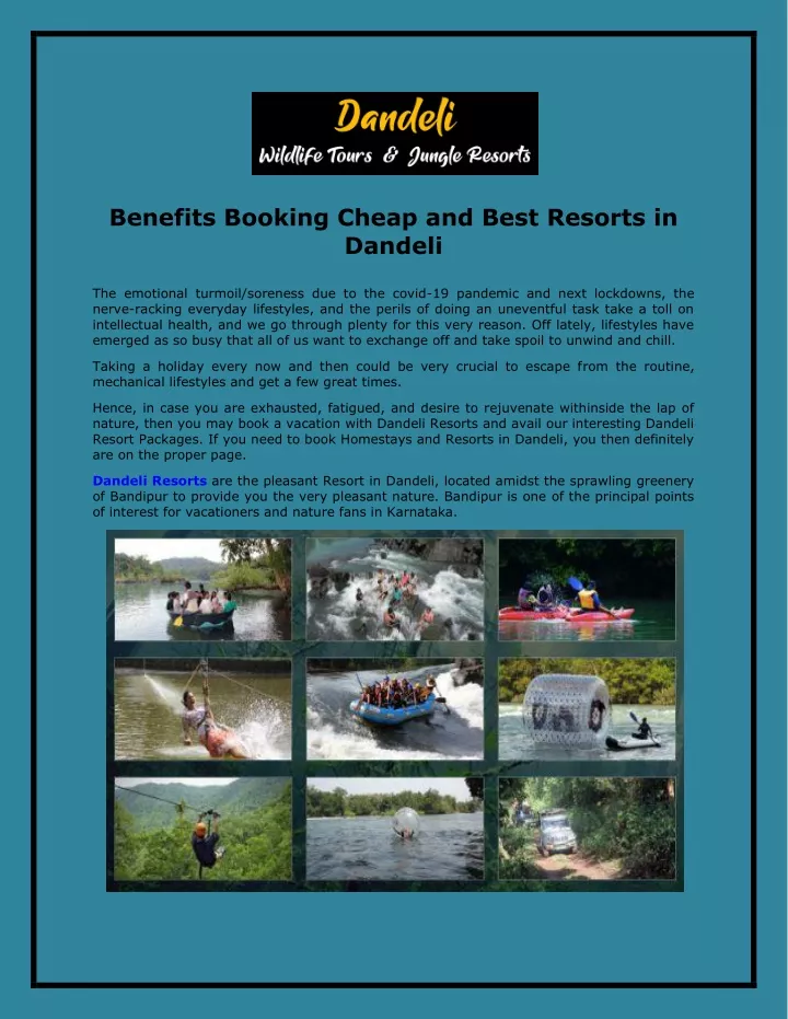 benefits booking cheap and best resorts in dandeli