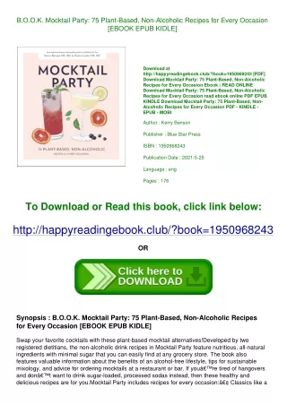 <*READ*> B.O.O.K. Mocktail Party 75 Plant-Based  Non-Alcoholic Recipes for Every