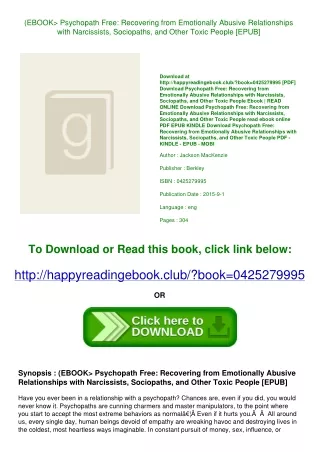 (EBOOK> Psychopath Free Recovering from Emotionally Abusive Relationships with N