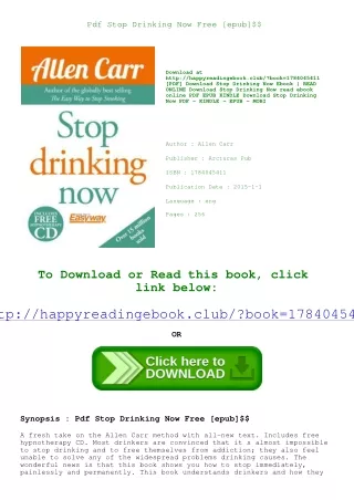 Pdf Stop Drinking Now Free [epub]$$