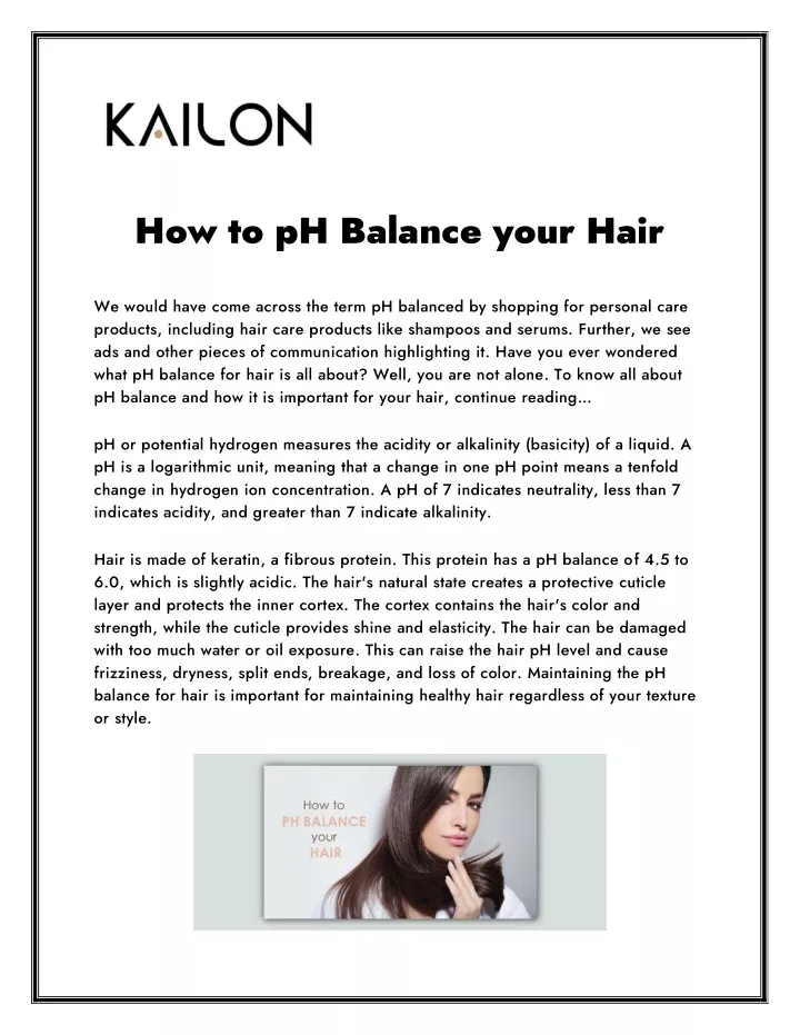 how to ph balance your hair we would have come