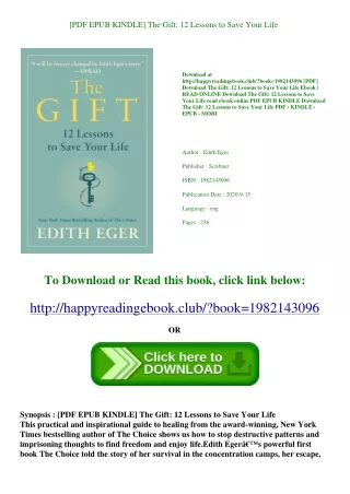 [PDF EPUB KINDLE] The Gift 12 Lessons to Save Your Life <(DOWNLOAD E.B.O.O.K.^)