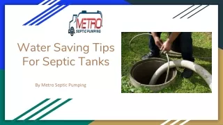 Water Saving Tips For Septic Tank