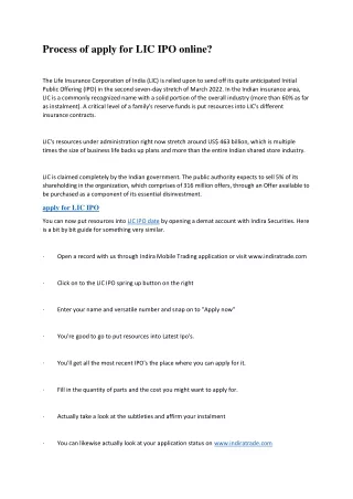 Process of apply for LIC IPO online
