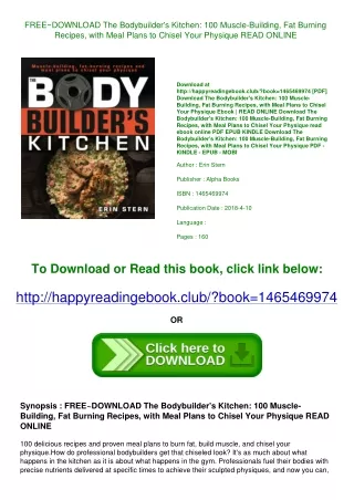 FREE~DOWNLOAD The Bodybuilder's Kitchen 100 Muscle-Building  Fat Burning Recipes