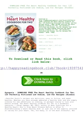 DOWNLOAD FREE The Heart Healthy Cookbook for Two 125 Perfectly Portioned Low Sod