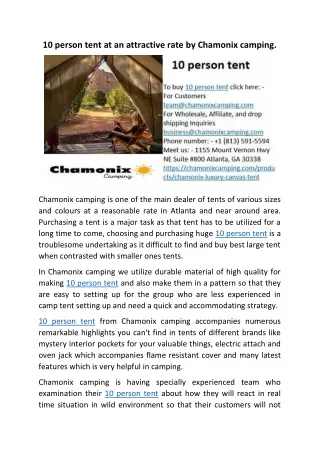 10 person tent at an attractive rate by chamonix