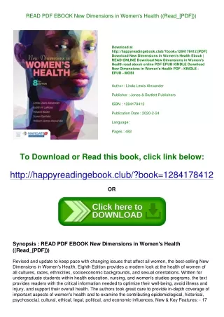 READ PDF EBOOK New Dimensions in Women's Health ((Read_[PDF]))