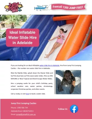 Ideal Inflatable Water Slide Hire in Adelaide