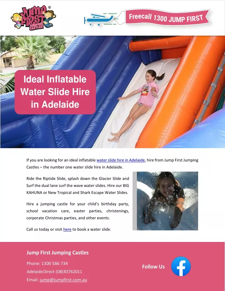 ideal inflatable water slide hire in adelaide