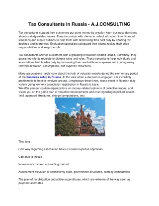 Tax Consultants In Russia - A.J.CONSULTING