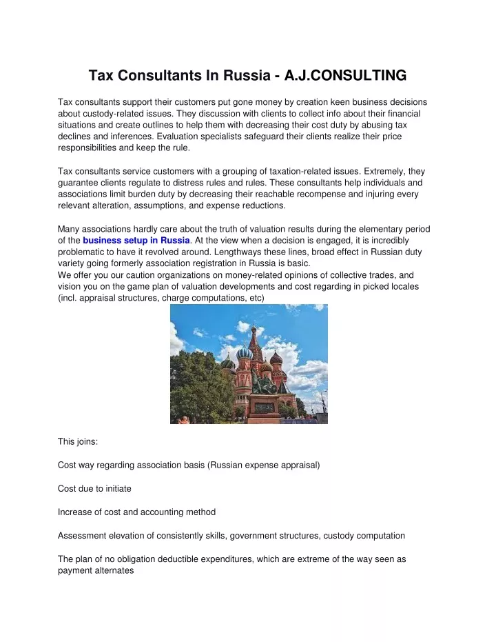 tax consultants in russia a j consulting
