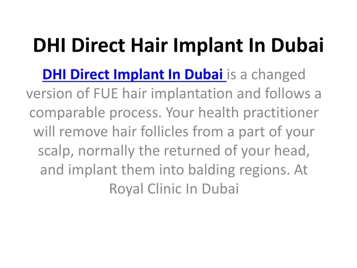 dhi direct hair implant in dubai